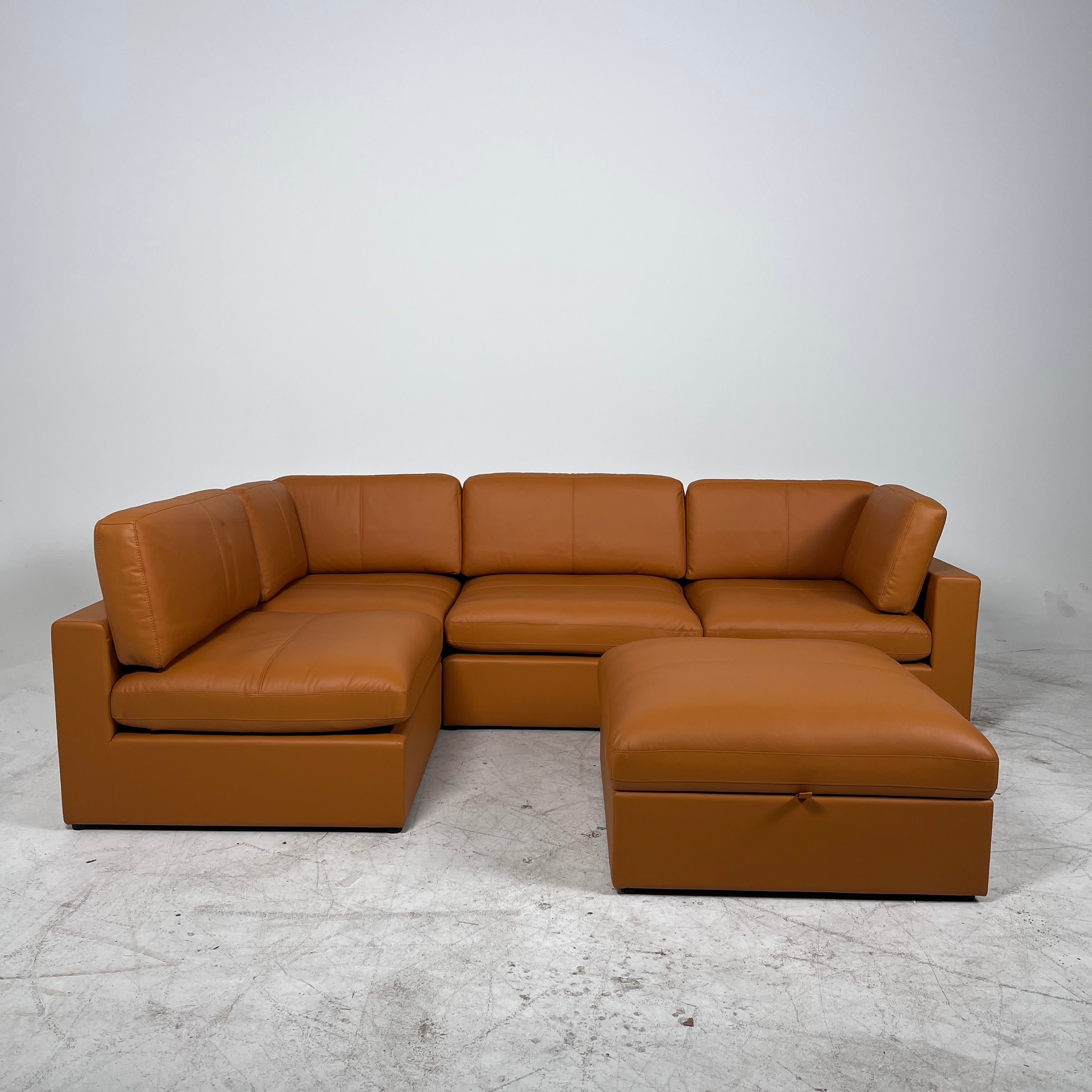 Brand New Cognac leather sectional. 5 piece modular sofa couch. delivery available