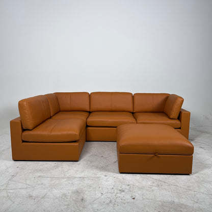 Brand New Cognac leather sectional. 5 piece modular sofa couch. delivery available