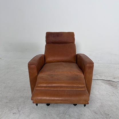 Distressed leather Recliner swivel chair. Leather Armchair.