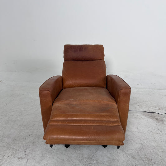 Distressed leather Recliner swivel chair. Leather Armchair.