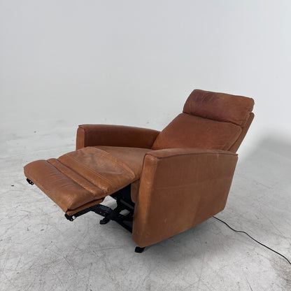 Distressed leather Recliner swivel chair. Leather Armchair.
