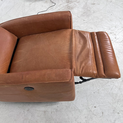 Distressed leather Recliner swivel chair. Leather Armchair.