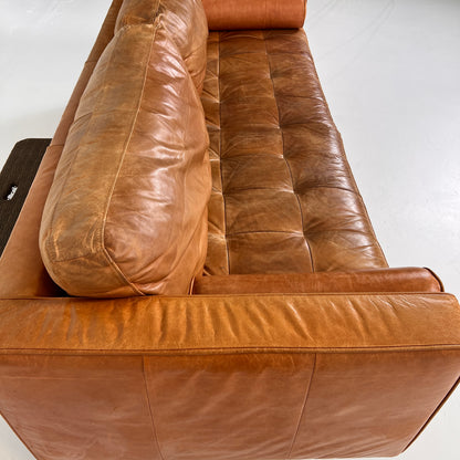 Structube Kinsey leather 3 seater sofa. MCM cognac couch. delivery available