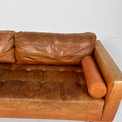 Structube Kinsey leather 3 seater sofa. MCM cognac couch. delivery available
