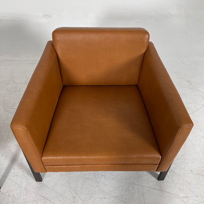 Cognac Armchairs. Faux leather and metal chairs. Delivery available