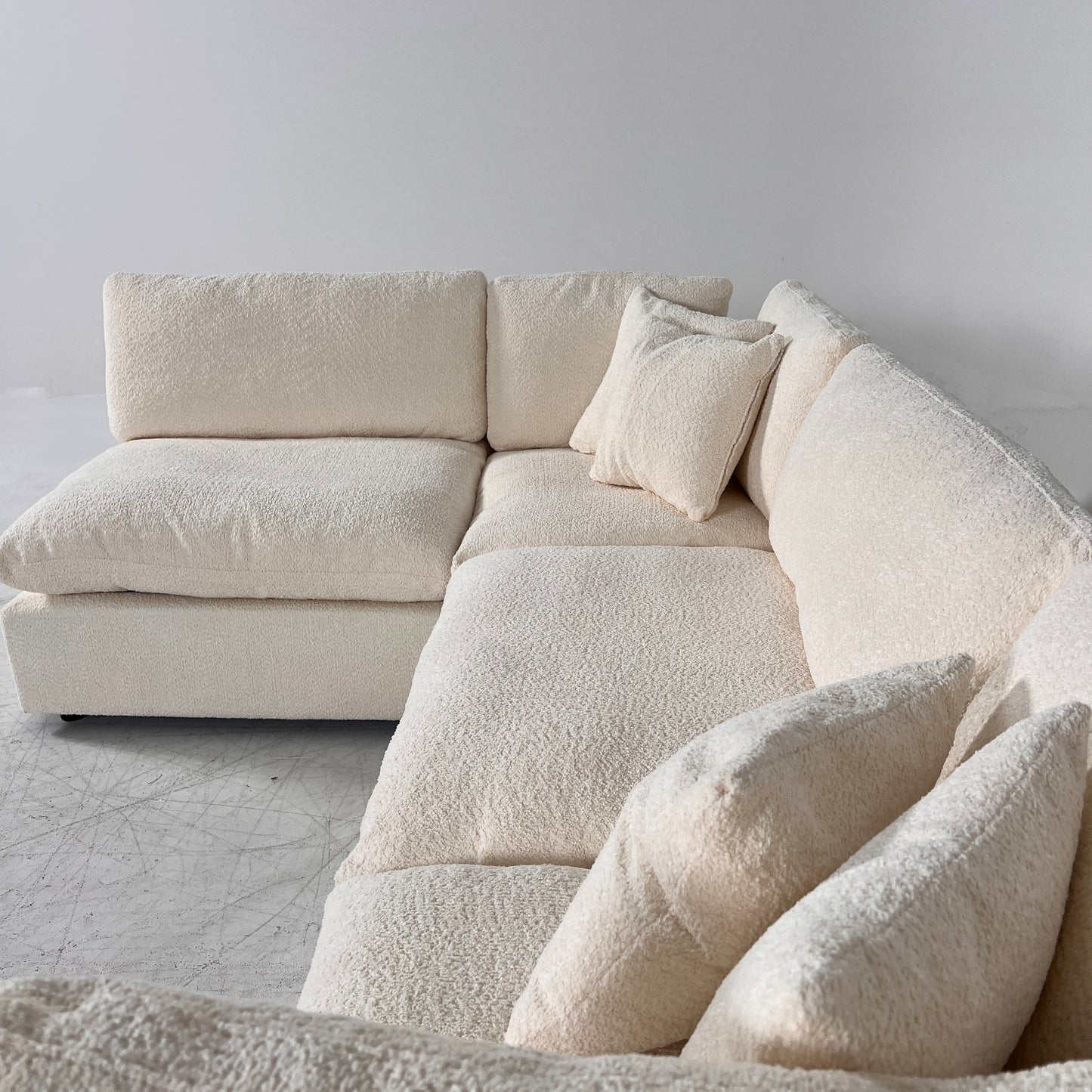 New CasaBella Mochi Cloud sectional. Boucle modular L shaped sofa couch. delivery