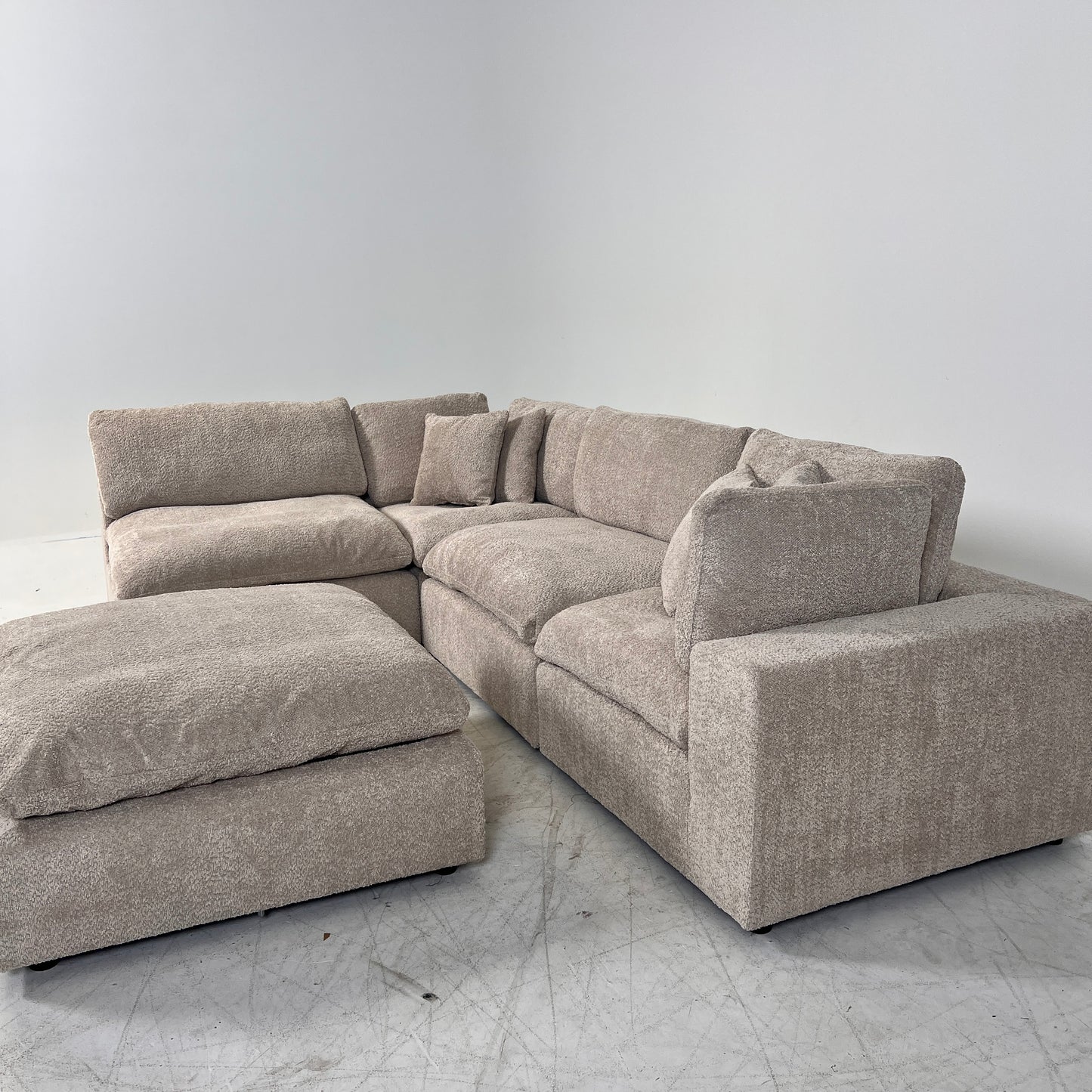 New CasaBella Mochi Cloud sectional. Boucle modular L shaped sofa couch. delivery