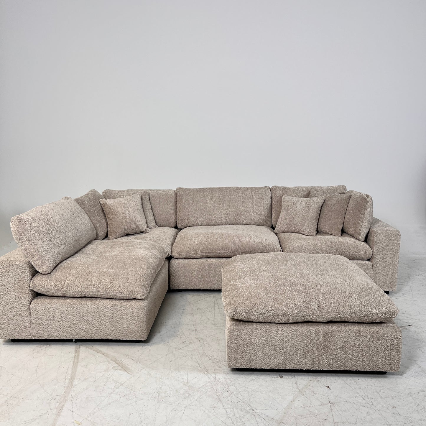 New CasaBella Mochi Cloud sectional. Boucle modular L shaped sofa couch. delivery