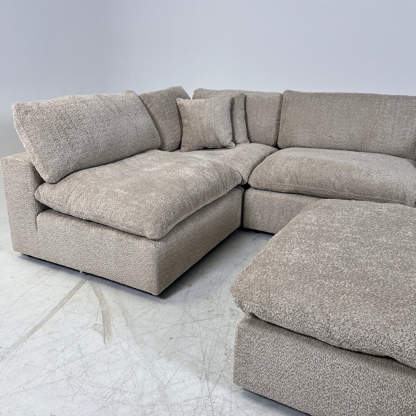New CasaBella Mochi Cloud sectional. Boucle modular L shaped sofa couch. delivery