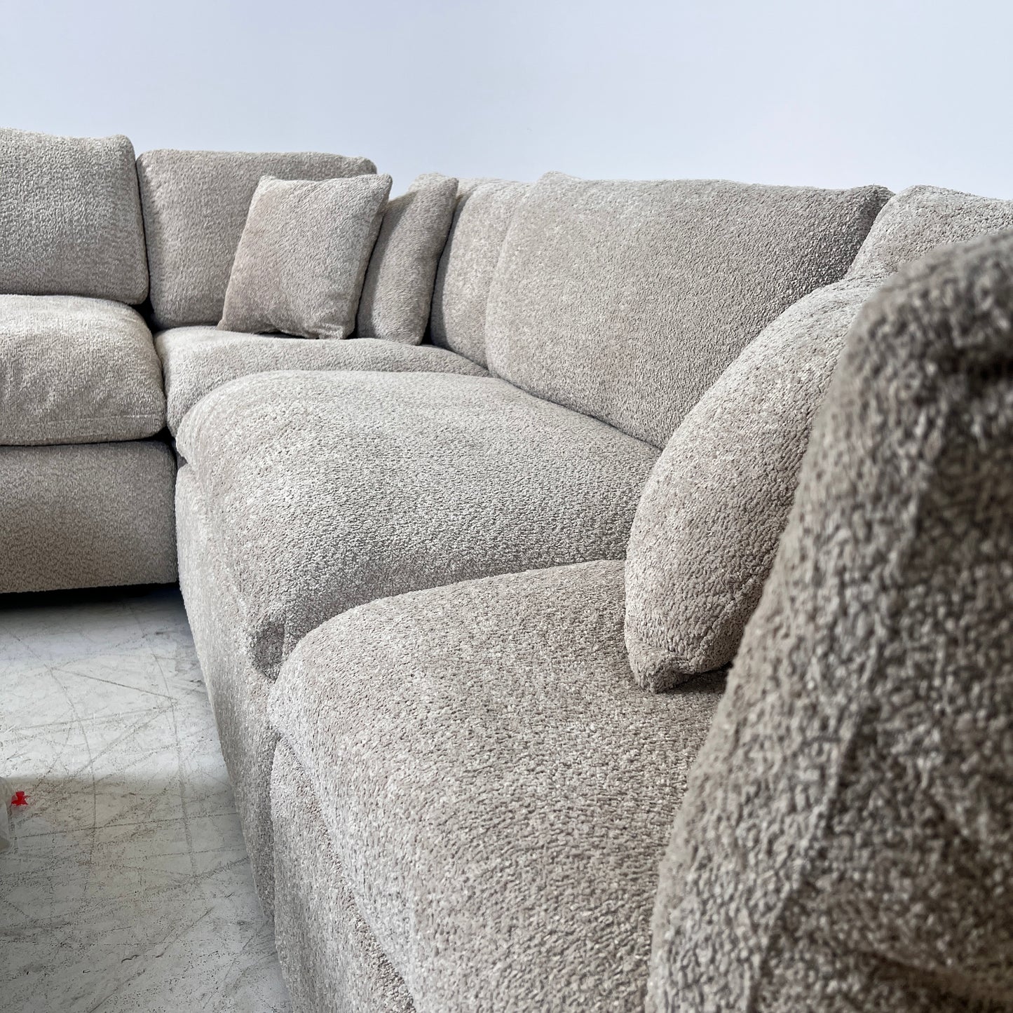 New CasaBella Mochi Cloud sectional. Boucle modular L shaped sofa couch. delivery