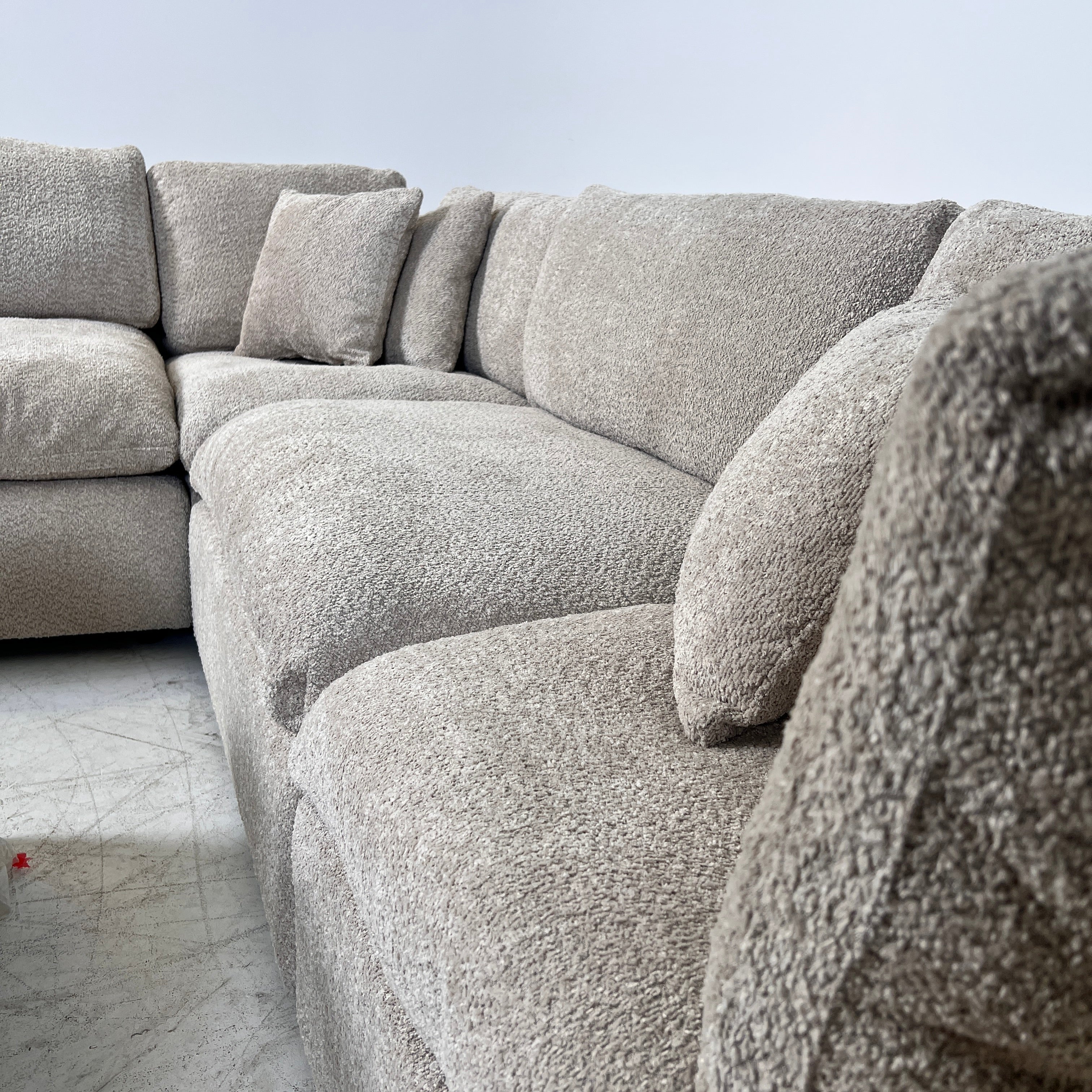New CasaBella Mochi Cloud sectional. Boucle modular L shaped sofa couch. delivery
