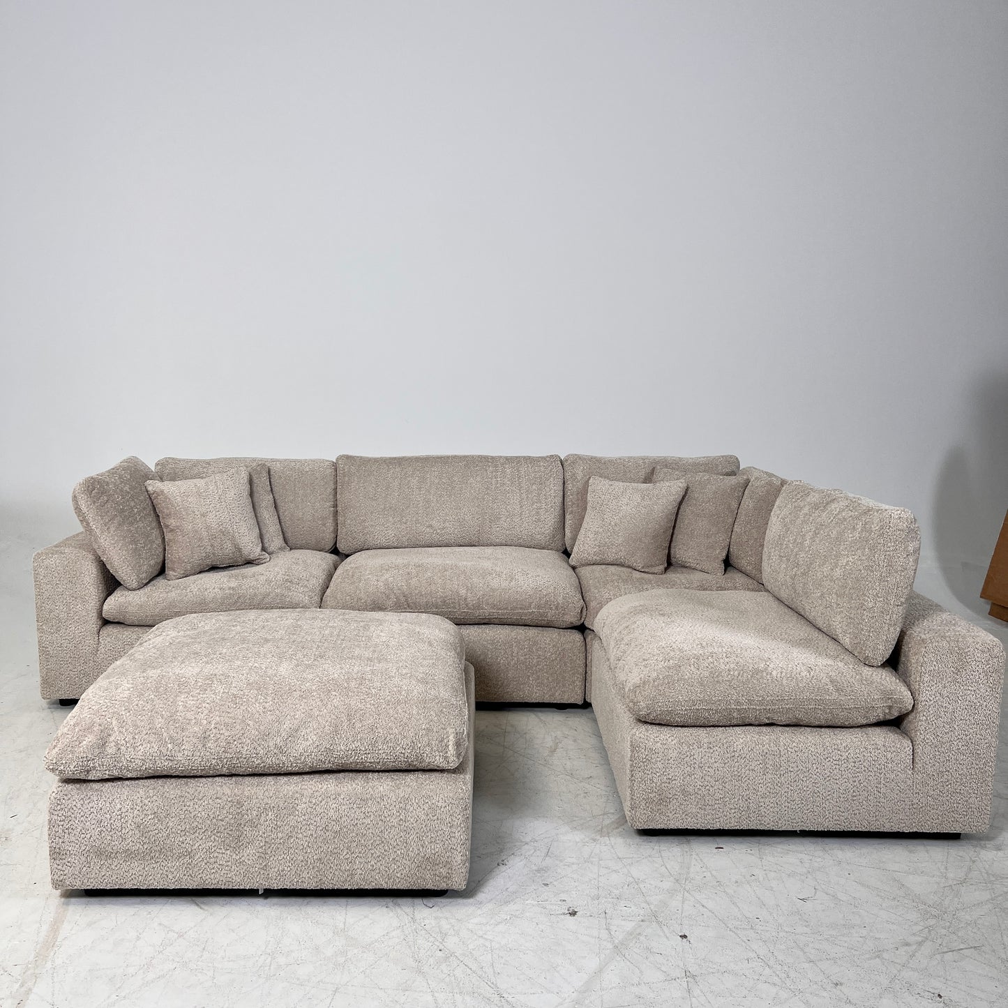 New CasaBella Mochi Cloud sectional. Boucle modular L shaped sofa couch. delivery