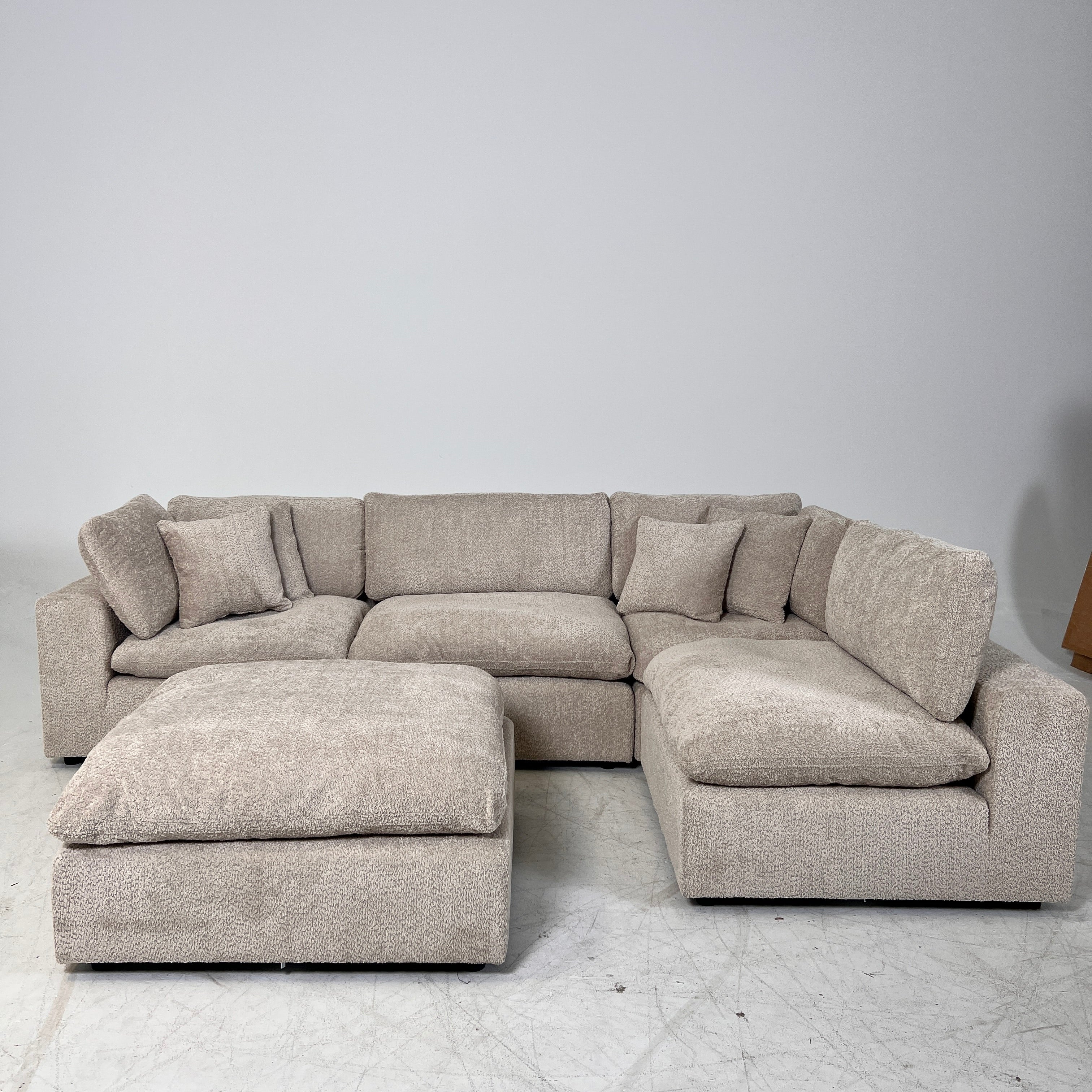 New CasaBella Mochi Cloud sectional. Boucle modular L shaped sofa couch. delivery