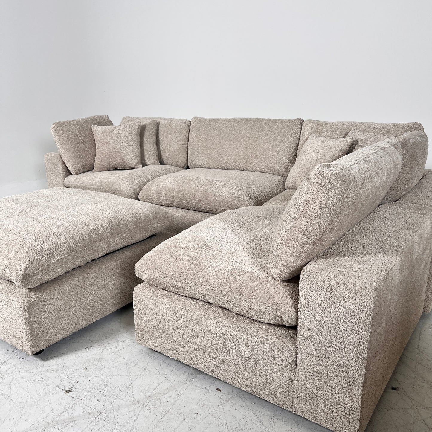 New CasaBella Mochi Cloud sectional. Boucle modular L shaped sofa couch. delivery