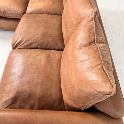 Genuine Leather Sectional. Distressed leather L shaped sofa couch
