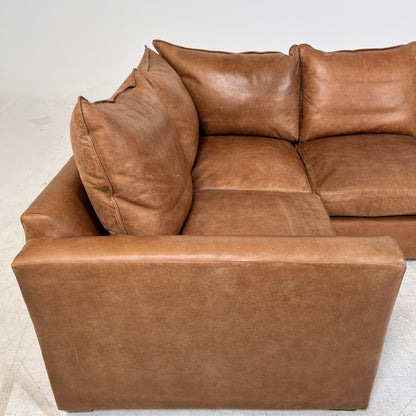 Genuine Leather Sectional. Distressed leather L shaped sofa couch