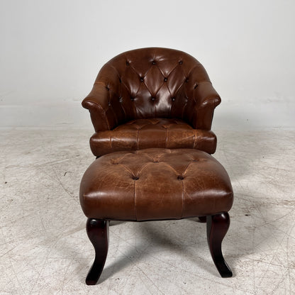 Profilia Leather Armchair plus ottoman. Decorative chair.