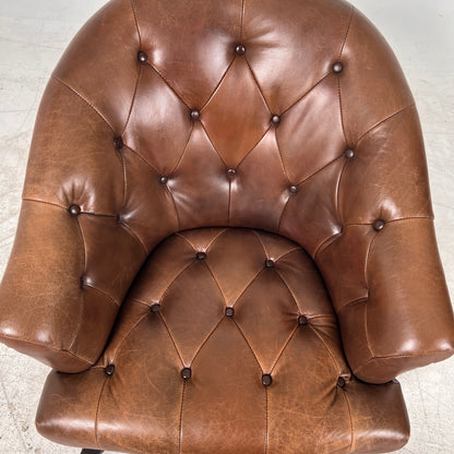 Profilia Leather Armchair plus ottoman. Decorative chair.