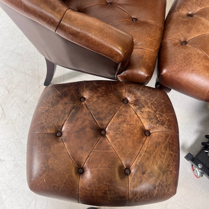 Profilia Leather Armchair plus ottoman. Decorative chair.