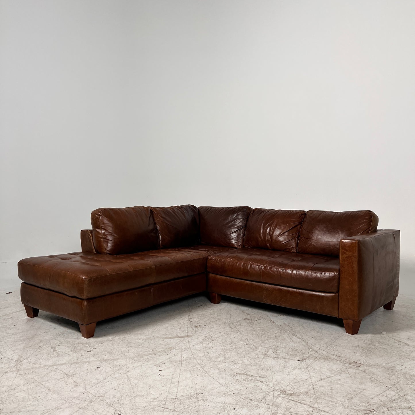 Natuzzi Editions Leather Sectional. Distressed Leather L shaped sofa couch. Delivery available