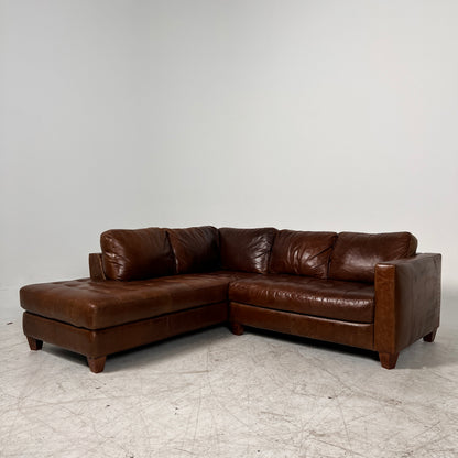 Natuzzi Editions Leather Sectional. Distressed Leather L shaped sofa couch. Delivery available