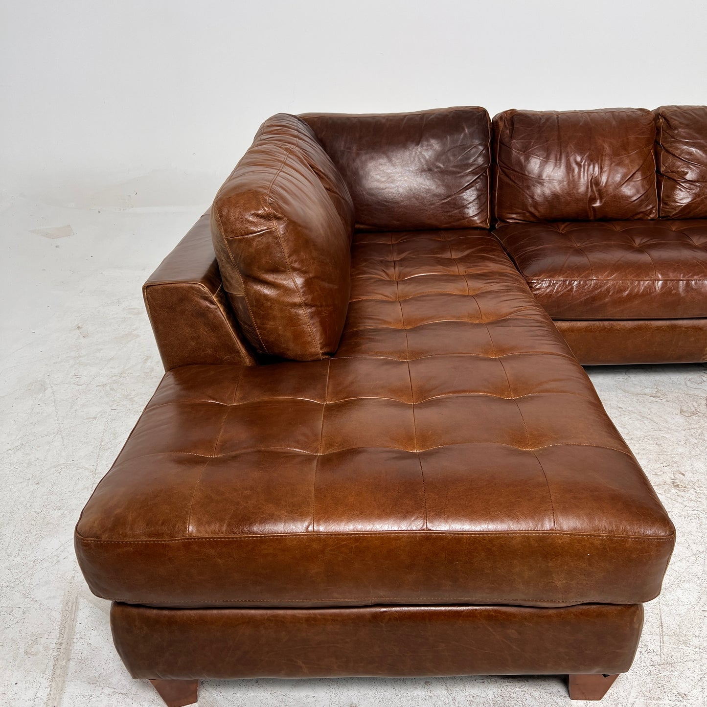 Natuzzi Editions Leather Sectional. Distressed Leather L shaped sofa couch. Delivery available