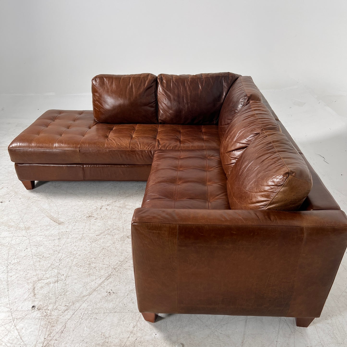 Natuzzi Editions Leather Sectional. Distressed Leather L shaped sofa couch. Delivery available