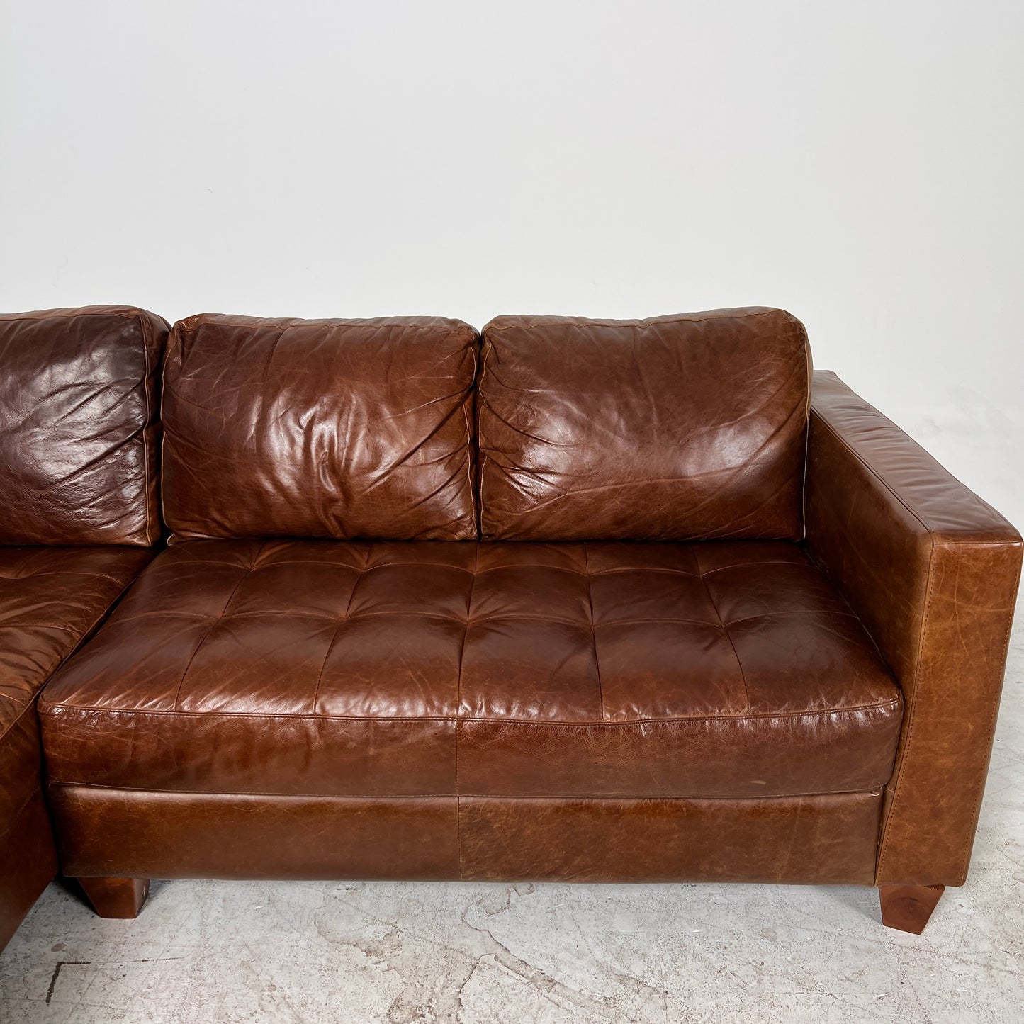 Natuzzi Editions Leather Sectional. Distressed Leather L shaped sofa couch. Delivery available