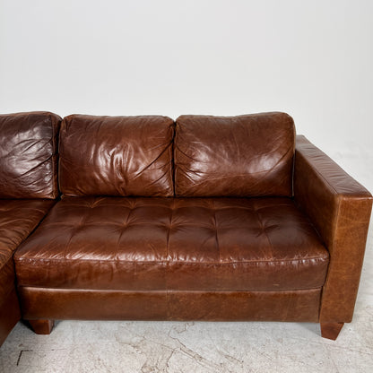 Natuzzi Editions Leather Sectional. Distressed Leather L shaped sofa couch. Delivery available