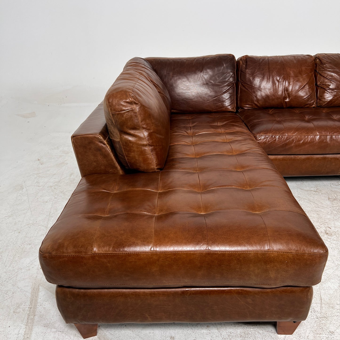 Natuzzi Editions Leather Sectional. Distressed Leather L shaped sofa couch. Delivery available