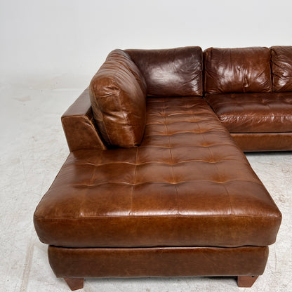 Natuzzi Editions Leather Sectional. Distressed Leather L shaped sofa couch. Delivery available