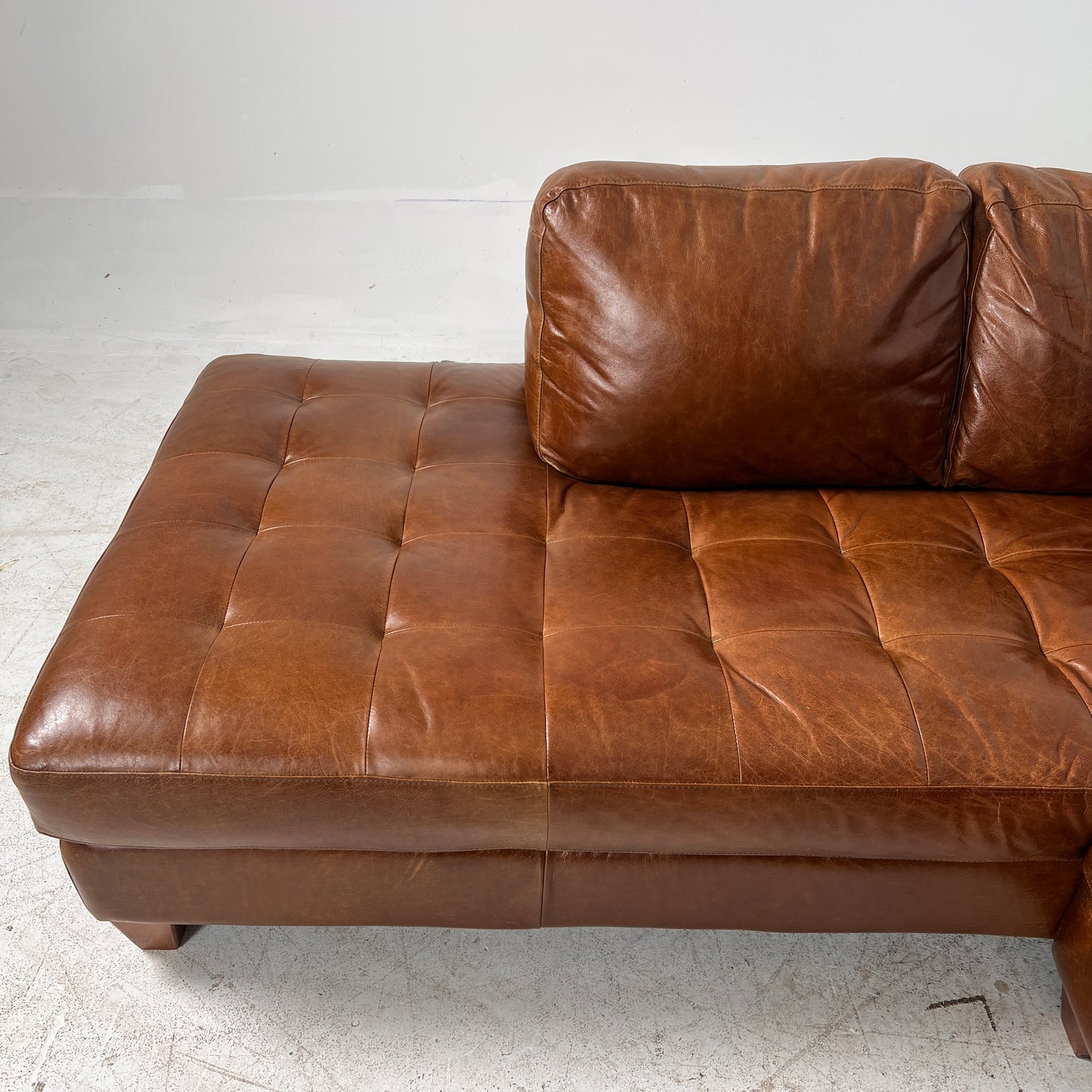 Natuzzi Editions Leather Sectional. Distressed Leather L shaped sofa couch. Delivery available