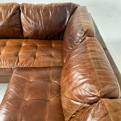 Natuzzi Editions Leather Sectional. Distressed Leather L shaped sofa couch. Delivery available