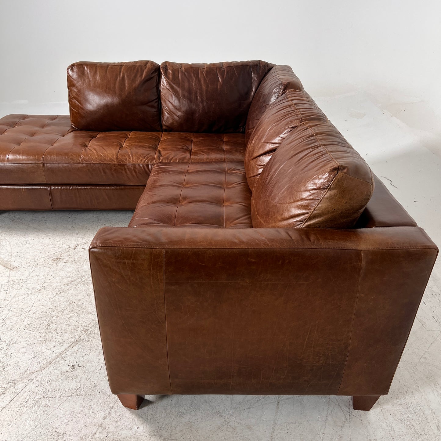 Natuzzi Editions Leather Sectional. Distressed Leather L shaped sofa couch. Delivery available