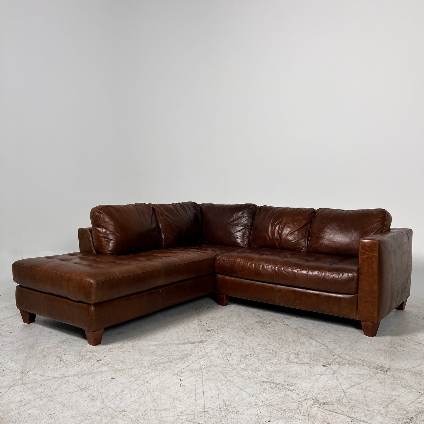 Natuzzi Editions Leather Sectional. Distressed Leather L shaped sofa couch. Delivery available