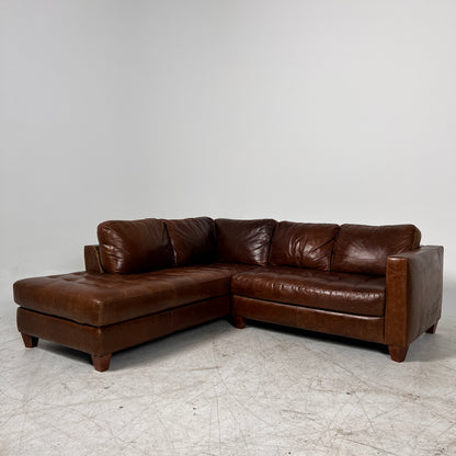 Natuzzi Editions Leather Sectional. Distressed Leather L shaped sofa couch. Delivery available