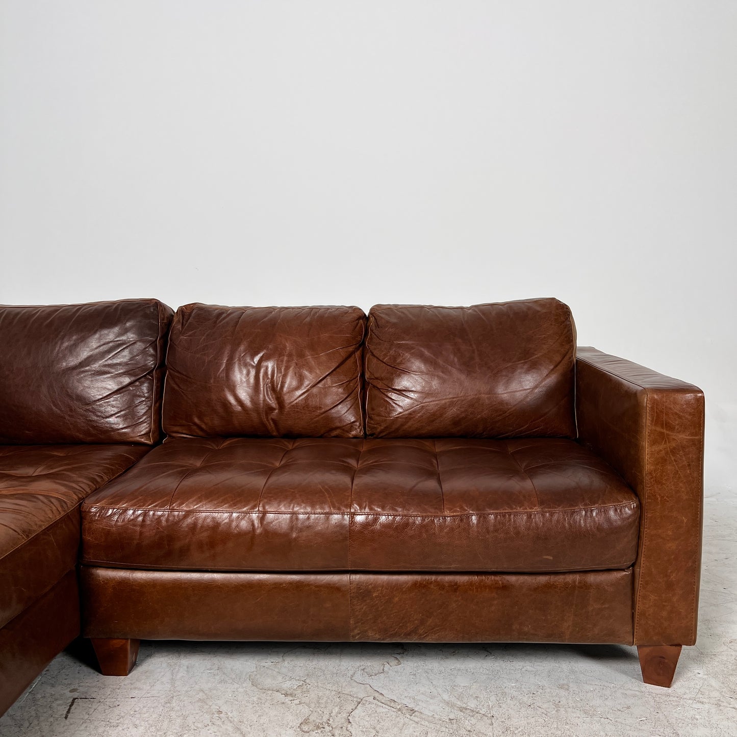 Natuzzi Editions Leather Sectional. Distressed Leather L shaped sofa couch. Delivery available