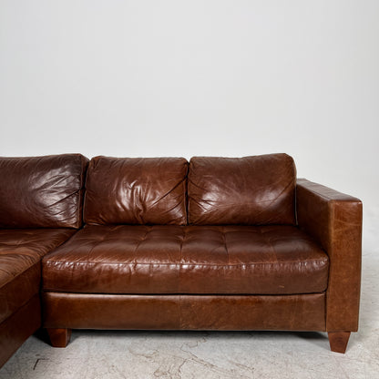 Natuzzi Editions Leather Sectional. Distressed Leather L shaped sofa couch. Delivery available