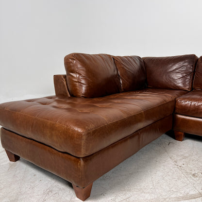 Natuzzi Editions Leather Sectional. Distressed Leather L shaped sofa couch. Delivery available