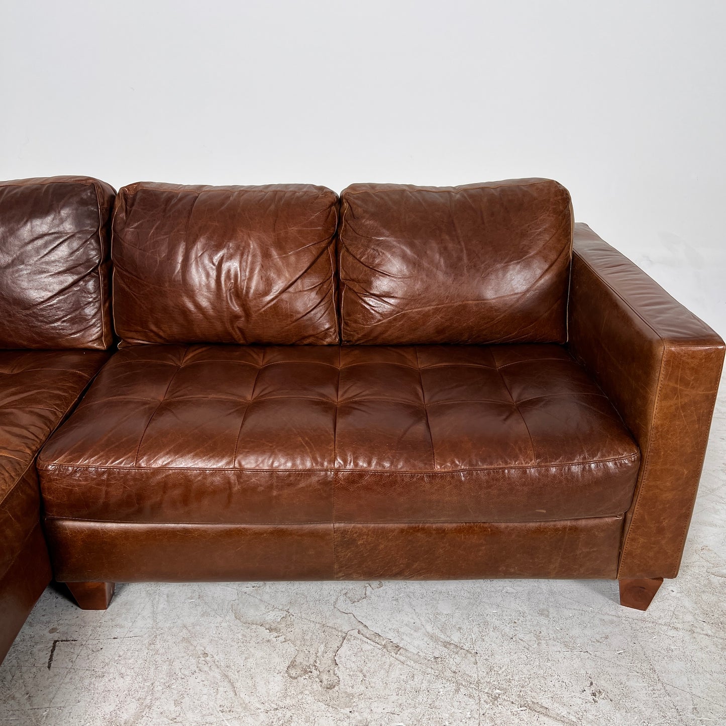Natuzzi Editions Leather Sectional. Distressed Leather L shaped sofa couch. Delivery available