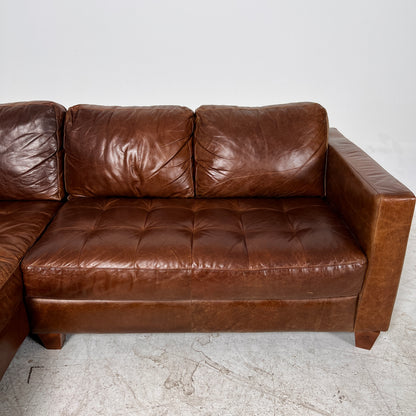 Natuzzi Editions Leather Sectional. Distressed Leather L shaped sofa couch. Delivery available