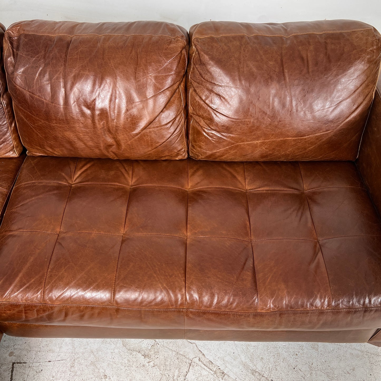Natuzzi Editions Leather Sectional. Distressed Leather L shaped sofa couch. Delivery available