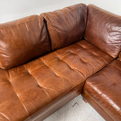 Natuzzi Editions Leather Sectional. Distressed Leather L shaped sofa couch. Delivery available