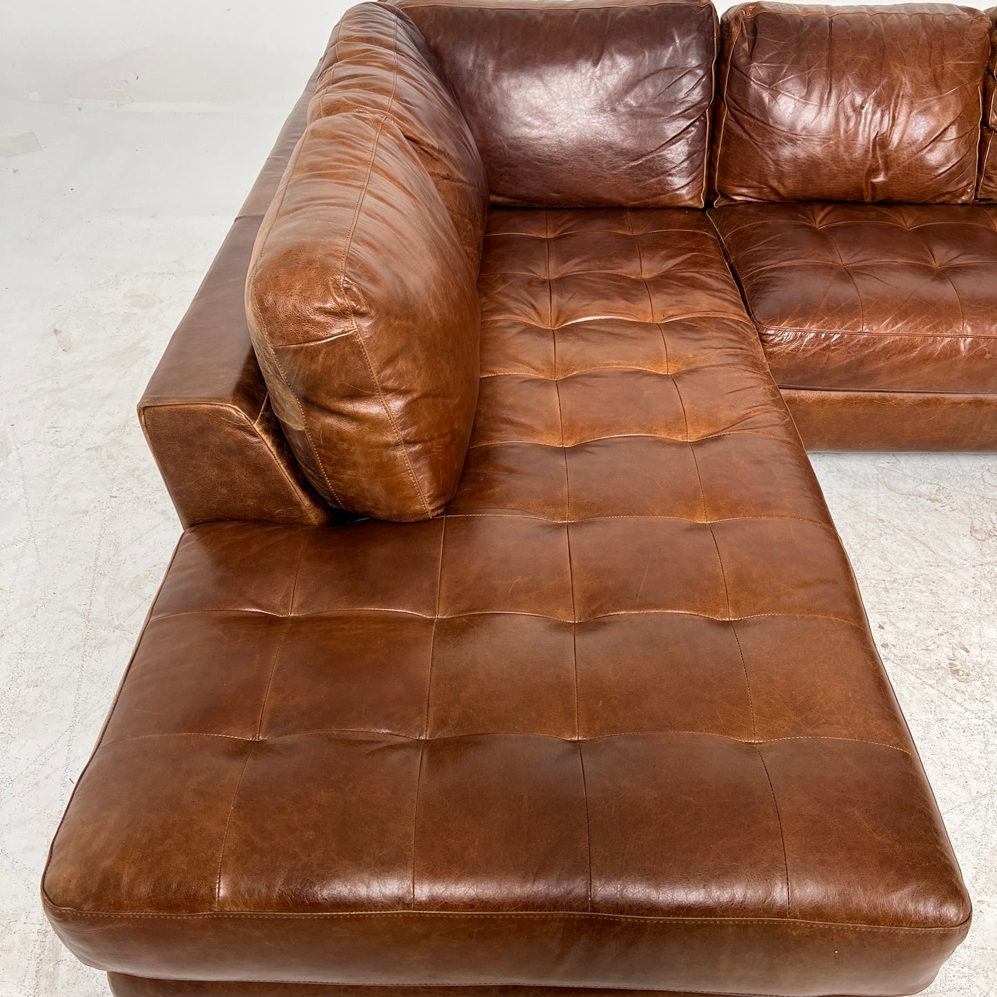 Natuzzi Editions Leather Sectional. Distressed Leather L shaped sofa couch. Delivery available