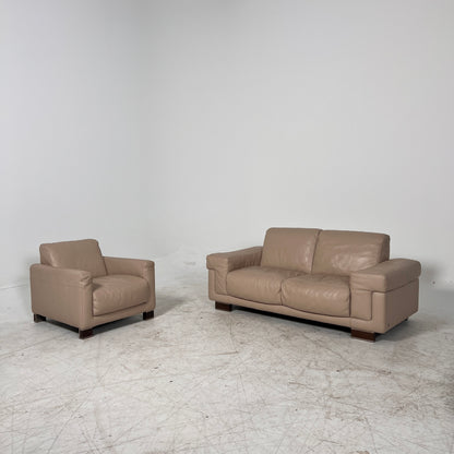 Natuzzi Italia Leather Sofa set. 2+1 loveseat + armchair set. Delivery available