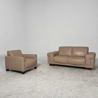 Natuzzi Italia Leather Sofa set. 2+1 loveseat + armchair set. Delivery available