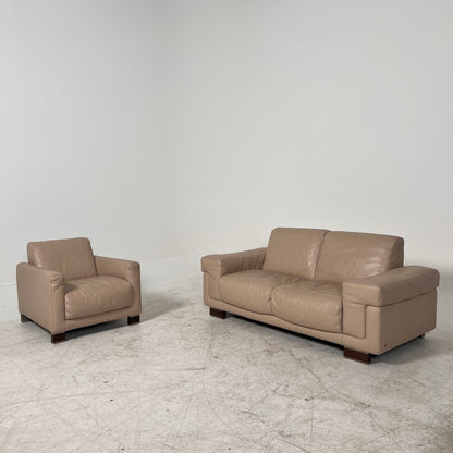 Natuzzi Italia Leather Sofa set. 2+1 loveseat + armchair set. Delivery available