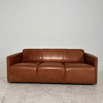 Nicoletti Leather 3 seater sofa. Italian Cognac couch. Delivery available