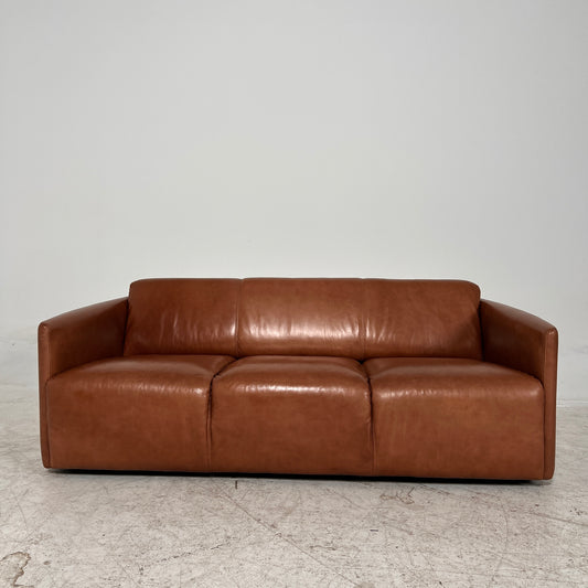 Nicoletti Leather 3 seater sofa. Italian Cognac couch. Delivery available