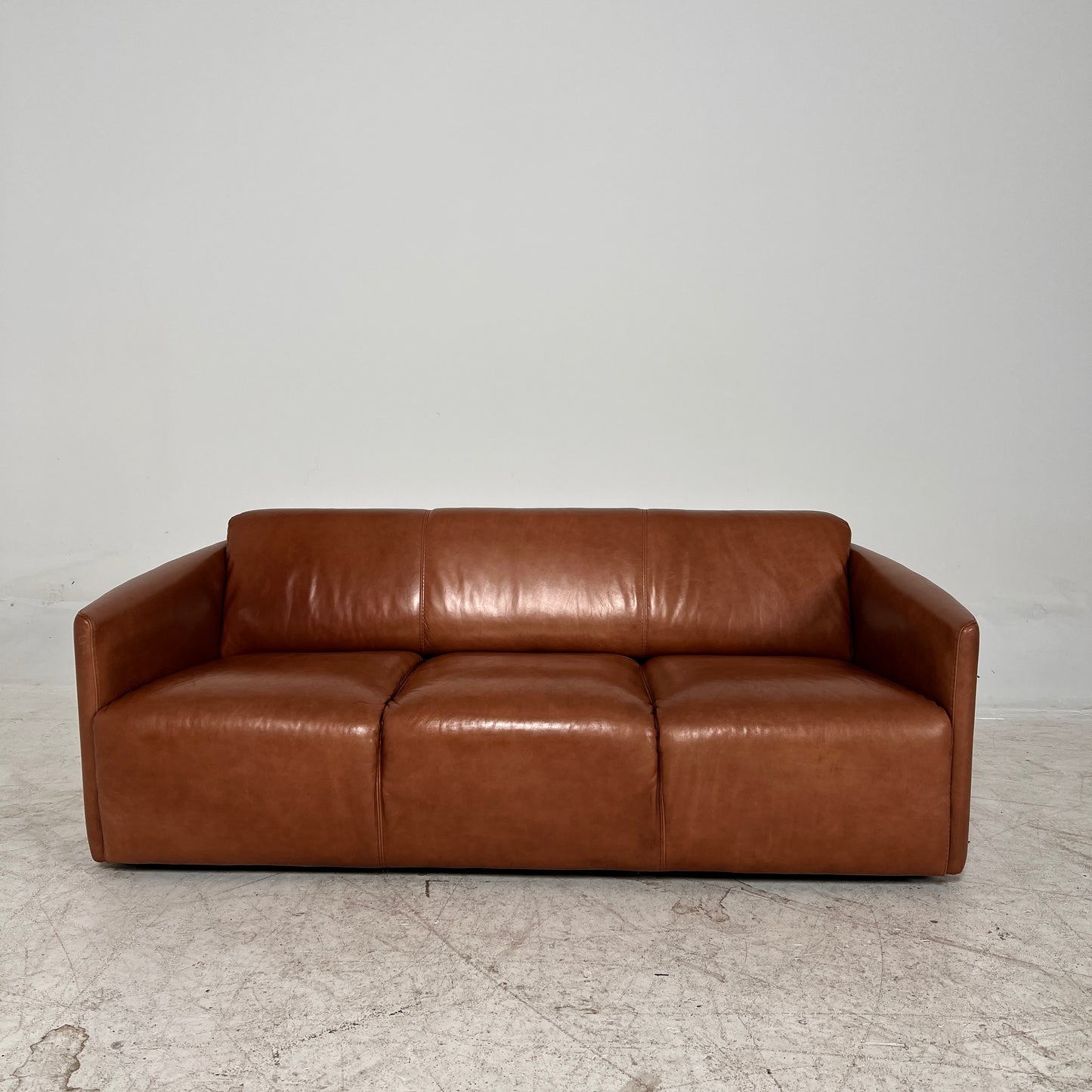 Nicoletti Leather 3 seater sofa. Italian Cognac couch. Delivery available